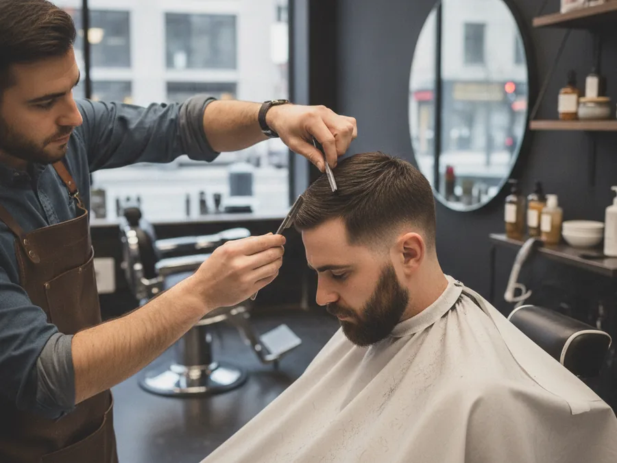 Acabamento de cabelo masculino
